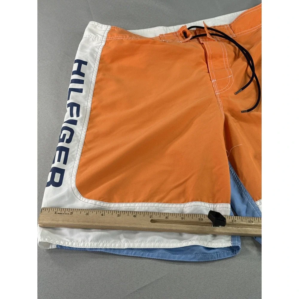 Tommy Hilfiger Colorblock Swim Trunks M Orange/White/Blue 100% Polyester